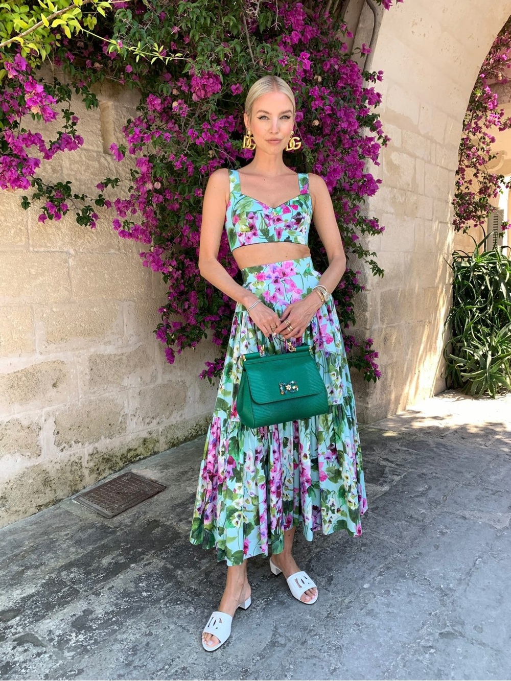 Dolce & Gabbana Floral Tiered Maxi Skirt & Top Blubell